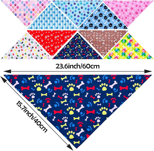 50Pcs PET SHOW Paw Pattern Dog Bandanas Bulk Washable Puppy Girl Boy Triangle Bibs Accessories for Small Medium Dogs