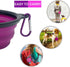 Small Collapsible Dog Bowl, 12oz, 2 Pack Portable and Foldable Pet Travel Bowls with 2 Carabiners & Lids (Purple+Pink)