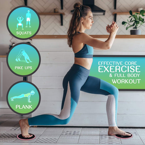 Serenily Sliders for Working Out | Core Exercise Sliders | 2 Dual Sided Gliding Discs for All Floors with Carry Bag &