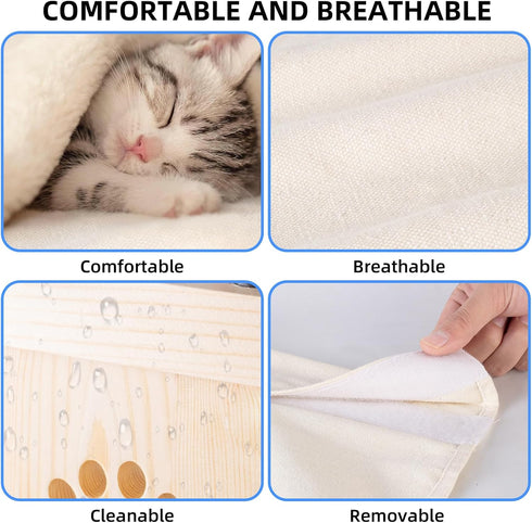 JTL-ADMCW Hammock Cat Sill Window Perch Sturdy Solid Wood Frame for Large Cats Easy to Assemble&Adjust Bed Windowsill