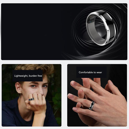 Waterproof Ceramic NFC Ring, Smart Ring Health and Fitness Tracker, Sleep Heart Rate Oxygen Monitor, Wide Surface