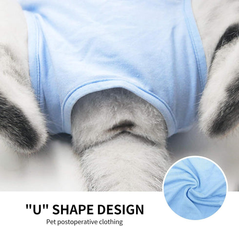 Kitten Onesies Blue S, Cat Recovery Suit for Abdominal Wounds, Anti Licking After Surgery Wear