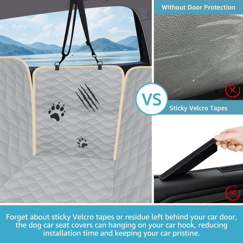 2 Hammock Lassie Dog Car Seat Covers for Back Seat with Seat Belts, Waterproof Dog Car with Mesh Window Durable Scratch