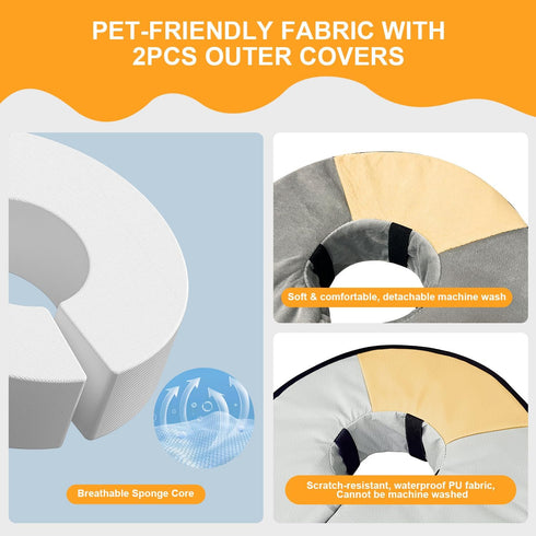 2PCS Sponge Core Dog Cat Cone Collar for After Surgery Recovery, Inflatable Dog Cone Alternative, Lainergie Dogs Donut