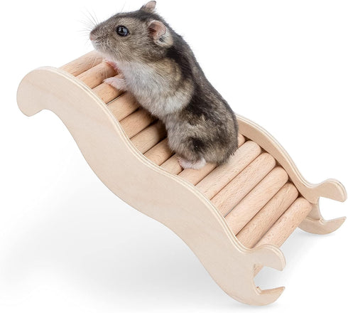 Niteangel Hamster Climbing Toy - Wooden Ladder Bridge for Hamsters, Gerbils, Mice, and Small Animals (Small - 6.3'' L)