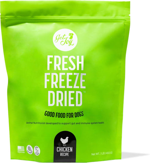 Fresh Freeze Dried Raw Meal, Chicken Recipe, 16 Ounce Bag - Gut Health Dog Food for All Breeds & Life Stages