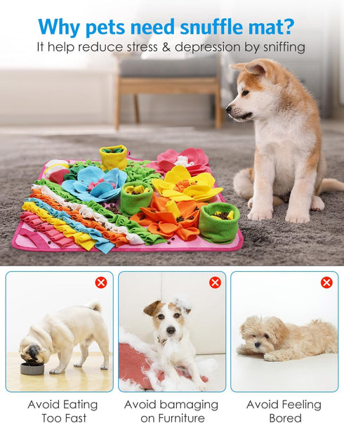 20 inch AMIR Snuffle Mat for Dogs, Sniff Mat Slow Feeding, Encourages Natural Foraging Skills, Slow Eating, Help Stress