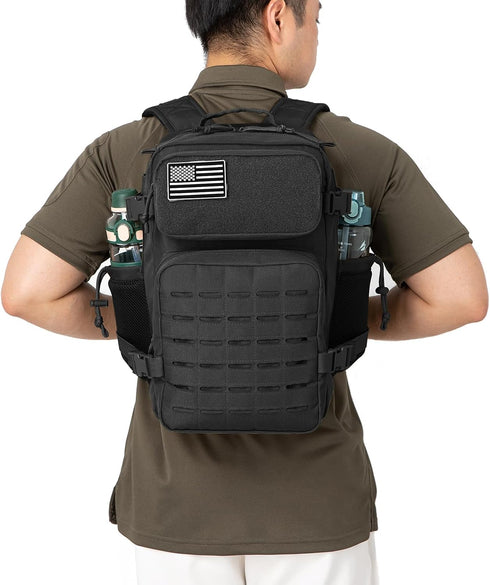 QT&QY 25L/35L/45L Military Tactical Backpack for Men, Molle Daypack, Hiking Rucksack with Bottle Holder