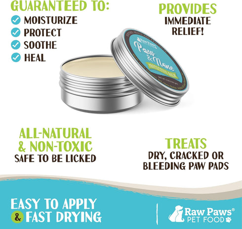 Raw Paws Paw Wax for Dogs & Nose Balm - 4-Ounce Value Size Paw Cream & Wax for Dry, Cracked Pads & Snouts