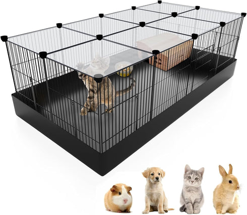 PAWING 20 Panels Small Animal Playpen with Removable Top Cover & Waterproof Mat
