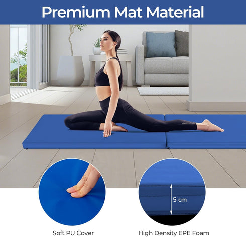 6x2'X1.6'' Giantex Gymnastics Mat Thick Folding Panel for for Gym, Yoga, Exercise Mat with Hook & Loop Fasteners
