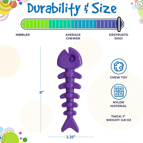 SodaPup Fish Bone – Durable Dog Chew Toy Made in USA from Non-Toxic, Pet Safe, Food Safe Nylon Material for Mental