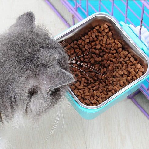 Dog Crate Bowl for Cage, 2PCS Detachable Stainless Steel Pet Food Bowls, Hanging Anti-overturning Water Feeder Container
