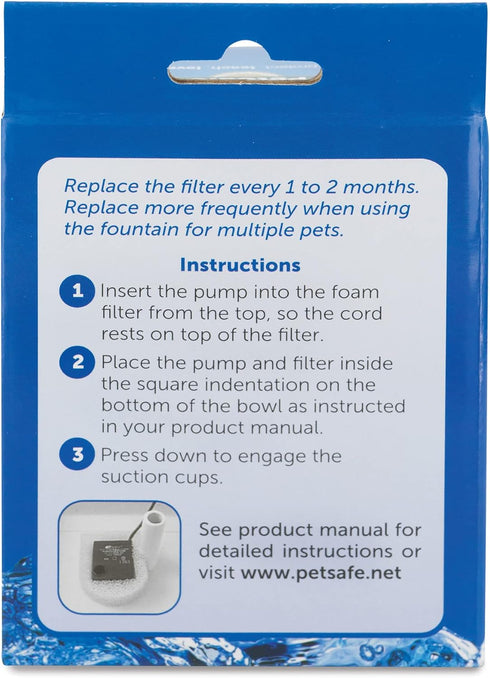 PetSafe Drinkwell Replacement Foam Filters, 2 Pack, Compatible with Ceramic and Stainless Steel Pet Fountains