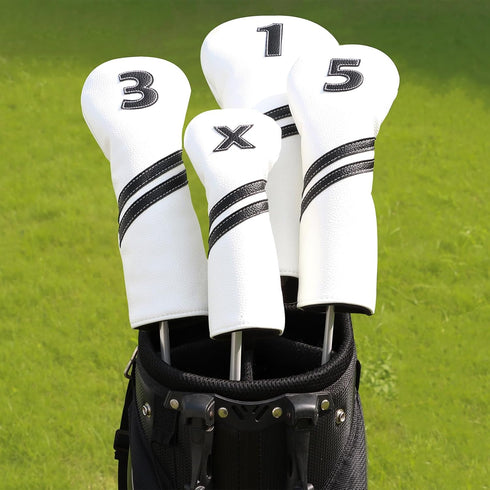 Golf Club Covers, 4pcs or 1pc Golf Head Covers for Woods and Driver Fairway Hybrids for Women Men