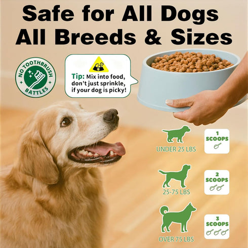Xuaobamm 75 Dog Dental Powder, Teeth Cleaning Powder for Dogs, Plaque & Tartar Remover for Pet Oral Care - Fresh Breath