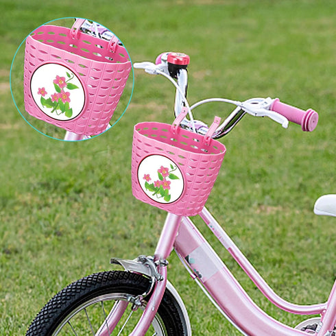 Girls Bike Basket, Front Handlebar Bicycle Basket with Bike Horn, Wheel Beads, Stickers, Streamers Kit