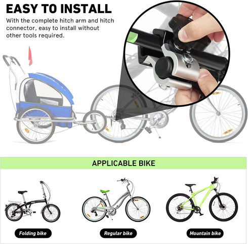 Quick Release Bike Trailer Hitch Coupler Adapter, Steel Linker Connector for Pet Cargo Bike Trailer