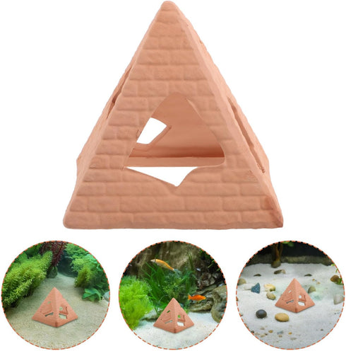 Cabilock Aquarium Breeding Cave and Fish Shrimp Hideout Ceramic Pyramid Shelter Fish Tank Decoration for Stress