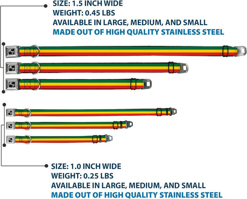 Buckle-Down Rasta Dog Collar - 1" Wide - Fits 15-26" Neck - Large Seatbelt Buckle
