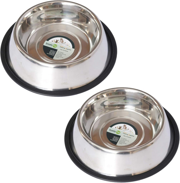 Iconic Pet Stainless Steel Non-Skid Pet Bowl, Rust Free and Odor Resistant for Dogs and Cats
