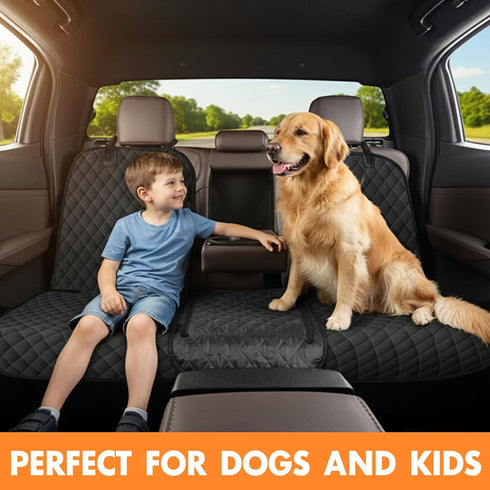 60/40 Dog Car Seat Cover for Back Seat - Waterproof, Non-Slip, Pet Bench Seat Covers, with Split Bench Fit, Universal