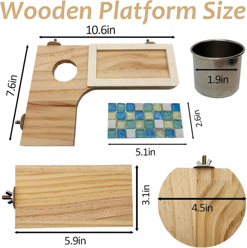 Niwaes Set 9 Pack Chinchilla Wooden Hamster Cage Platform Wood Juvenile Shelves, Squirrel L-Shape Corner Ledge