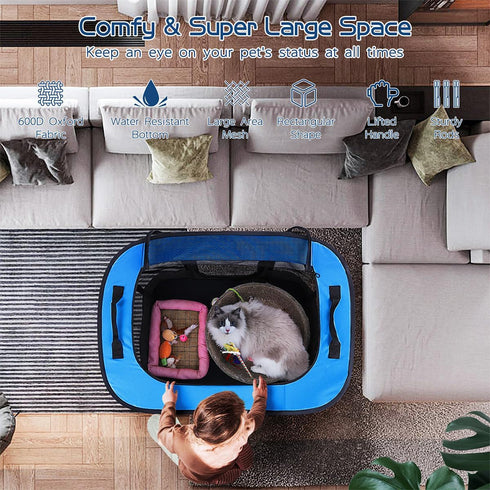 Dog Playpen,Pet Playpen,Foldable Puppy Cat Playpen, Portable Exercise Kennel Tent Crate,Water-Resistant Breathable