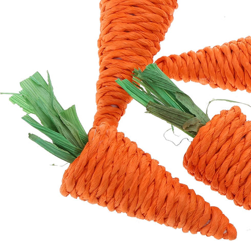 WOZUN 5-Piece Rabbits Chew Toy Natural Grass Carrot Small Animal Teeth Grinding Rabbits Chew Carrot for Teeth Grinding