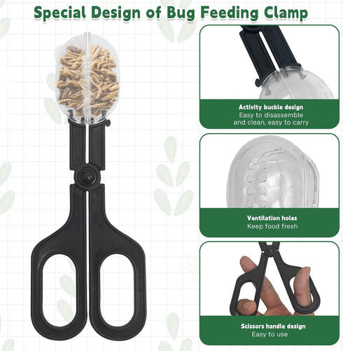 kathson Stainless Steel Reptile Tweezers Bug Feeding Clamp for Insects, Lizard, Turtle, Snake, Spider, Frog