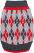 Blueberry Pet Chic Argyle Dog Sweater, Charcoal and Scarlet Red, Back Length 12", Pack of 1