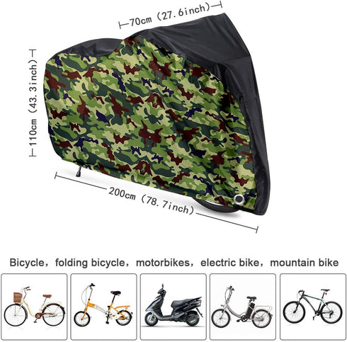 Roctee Waterproof Bicycle Cover for Mountain & Road Bikes, 78.7''(L) * 27.6''(W) * 43.3''(H) with Storage Bag (Black &