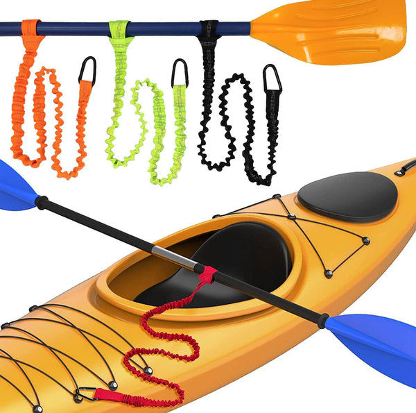 Paddle Leash Kayak Holder Tool Lanyard - 2 Pack Stretchable Paddle Strap with Carabiner for Kayak