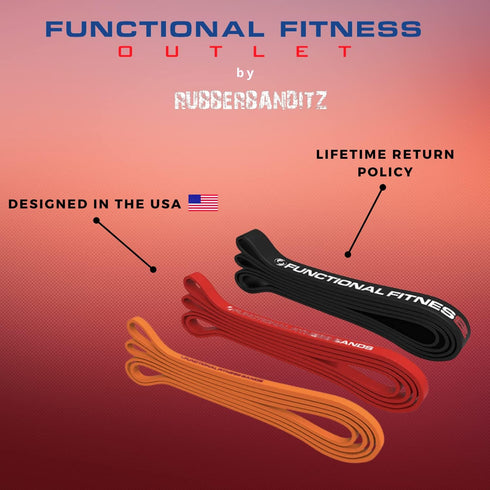 Pull Up Assist Bands Set by Functional Fitness, Heavy Duty Resistance and Assistance Training Band