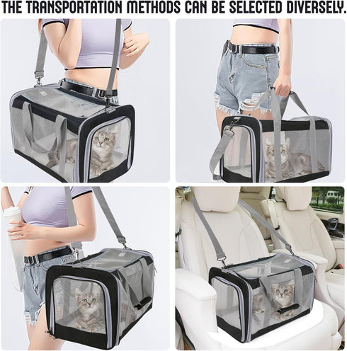 TIYOLAT 20 Lbs, 2 4 Pet Carrier for Large Cats of Collapsible Carrier Bag for Big Cat or Kittens,Soft Sided Puppy