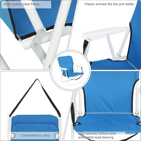 Pinikuyiro 220lbs Folding Beach Chair, Lightweight Beach Chair with Shoulder Straps, High Back Beach Chairs with Hard