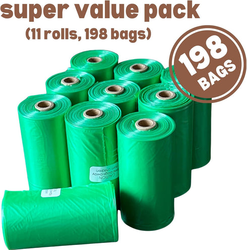 11 (198 Pack Multipurpose Waste Bags Refill Rolls Bags) with Dispenser, Biodegradable, Leak-Proof, Easy to Use, Value