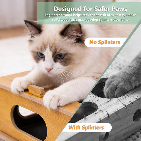 Luampo MDF Cat Nail File Enrichment Box, Scratch Puzzle with Sandpaper Surface, Stress-Free Nail Care Alternative