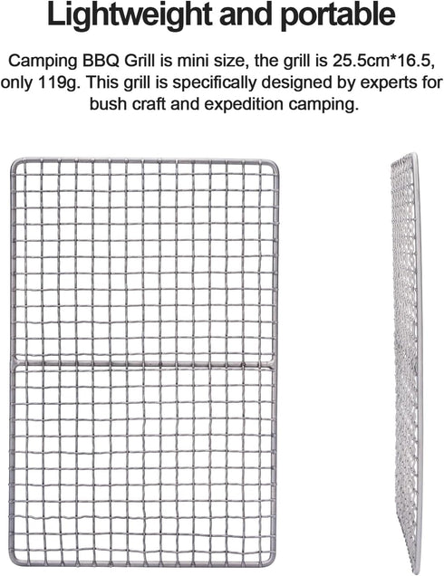 iBasingo Mini Outdoor Titanium Grill Mesh Net, Ultralight Baking Cooling Rack for Camping and Travel