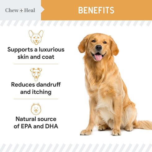 Chew + Heal Labs Omega Salmon Jerky Dog Treats, 12 oz, Soft Salmon Jerky for Skin and Coat