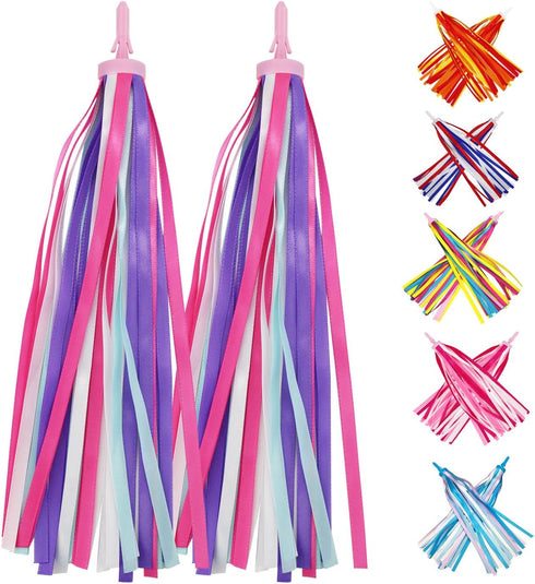 PLATT Kid's Bicycle Handlebar Streamers, Colorful Ribbons Tassel for Girls Boys Bicycle Handlebar, 1 Pair