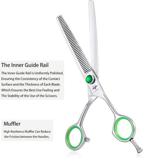 PURPLEBIRD 7 Inch Straight & Downward Curved Dog Grooming Scissors Set, Professional Pet Cutting Shears