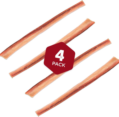 12 Inch, 4 Count (Pack 1) 100% Best Bully Sticks Natural Jumbo Bully Sticks for Large Dogs - of - Free-Range Grass-Fed