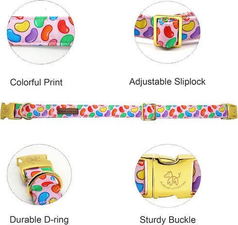 Elegant little tail Easter Dog Collar, Colorful Candy Print Pet Collar Dogs Cute Pink Dog Collar Boy Girl Dog Collars Pet Gift Adjustable Dog Collar for Medium Dogs