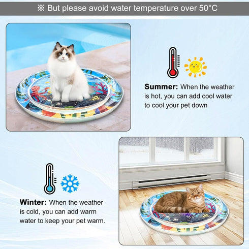 YIJHLHB Inflatable,Summer Thickened Water Mat for Cats,Big Pet Water Bed Washable Pets Cooling Water Sensory Play