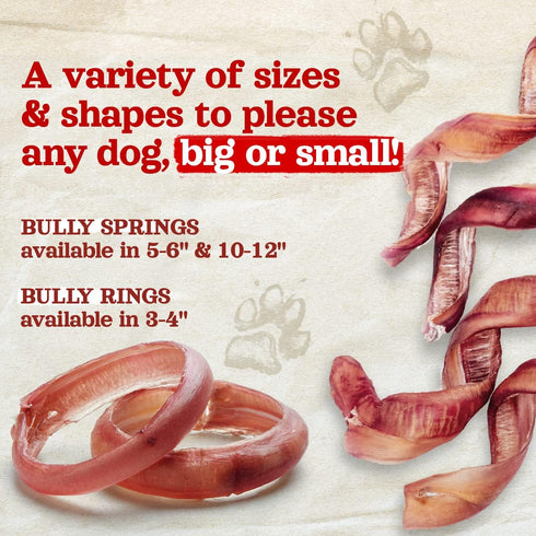 Natural Farm Odor-Free Curly Bully Sticks (10-12 Inch, 5 Pack), 100% Beef Pizzle Chews for Small & Medium Chewers