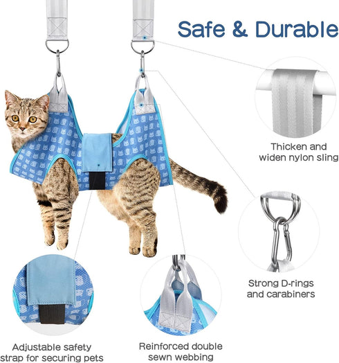 Pet Grooming Hammock for Cats & Dogs, Dog Sling for Nail Clipping/Trimming (X-Small)