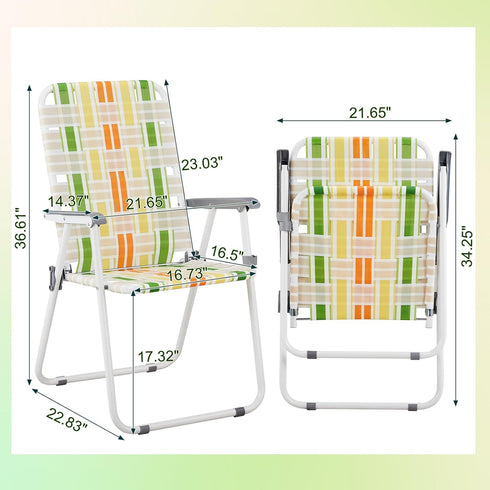 Hikarinowa Set 2 Backpack of Folding Beach Chairs,Patio Lawn Webbed Folding Beach Chairs, Outdoor Patio Lawn Foldable