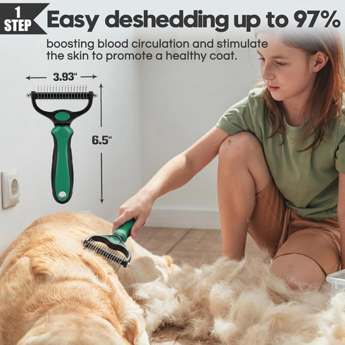 4PCS Bonteck Dog Slicker Brush for Dogs Grooming Kit | Large Dog Brush for Goldendoodles Poodles Doodles | Long Pin