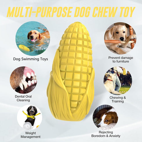 Dog Chew Toys for Aggressive Chewers, Indestructible Durable Squeaky Toys for Medium Large Breeds, Corn Stick Toy
